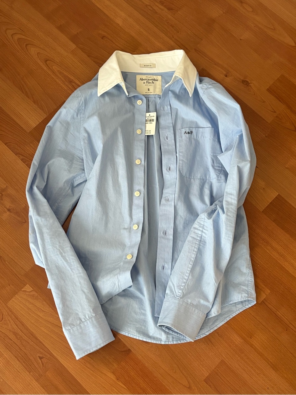 Abercrombie & Fitch Light Blue Dress Shirt with White Collar